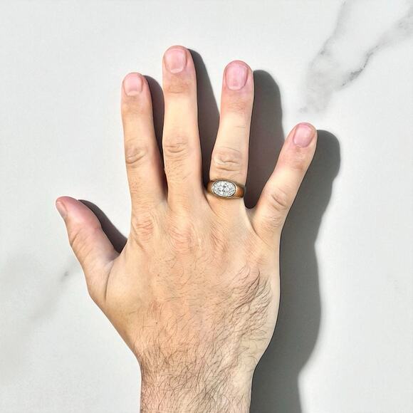 Vintage 14K Gold Diamond Signet Ring Cluster Men’s Biker Signed Sevan Size 10.5 - Picture 6 of 8